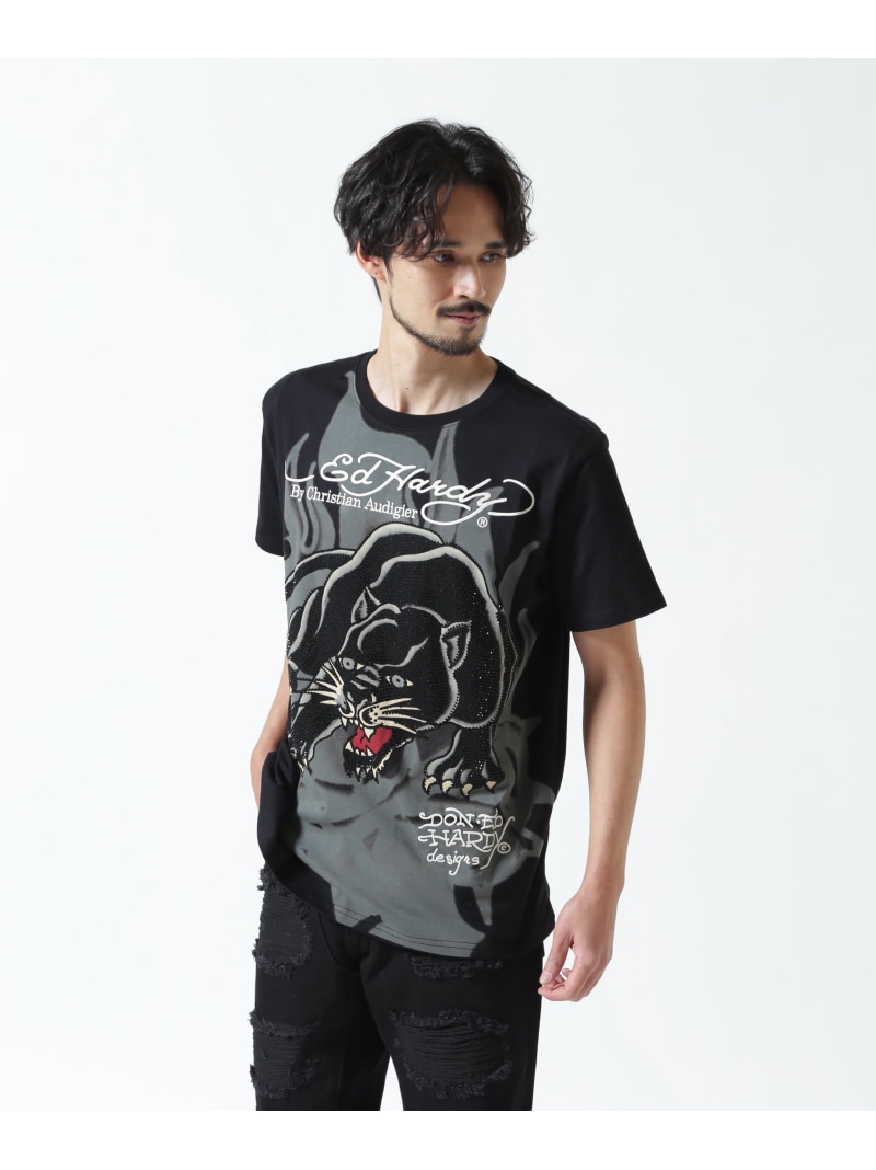 ROYAL FLASH Ed Hardy/エド ハーディー/EBKST SS TEE_LEO ロイヤルフラッシュ トップス カットソー・Tシャツ ブラック【送料無料】