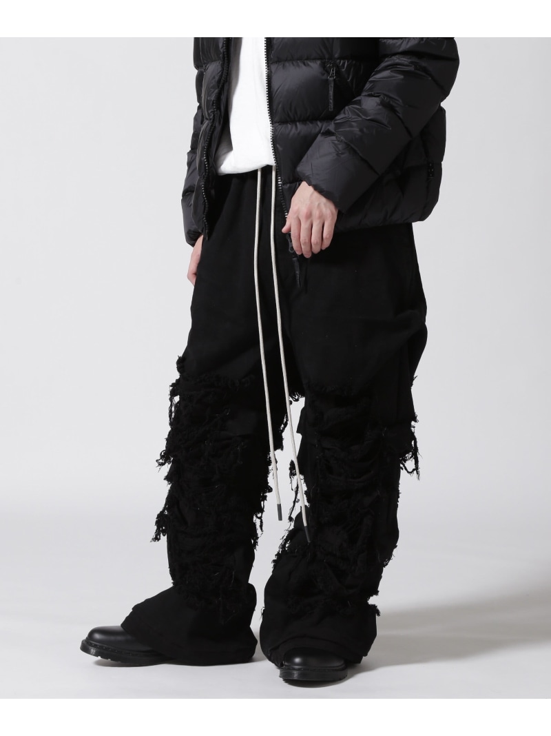 ROYAL FLASH A.F ARTEFACT/Damage Denim Tuck Wide Pants ロイヤルフラッシュ パンツ その他のパンツ ブラック【送料無料】| Fashion Men