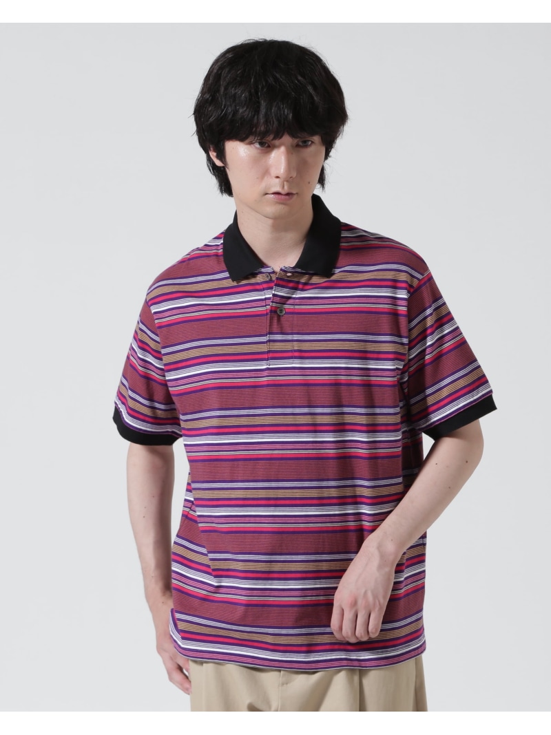 GARDEN TOKYO The Make Happy Studio/ザメイクハッピーストゥディオ/BODER POLO SHIRTS ガーデン トップス ポロシャツ ネイビー パープル【送料無料】｜ Fashion Men