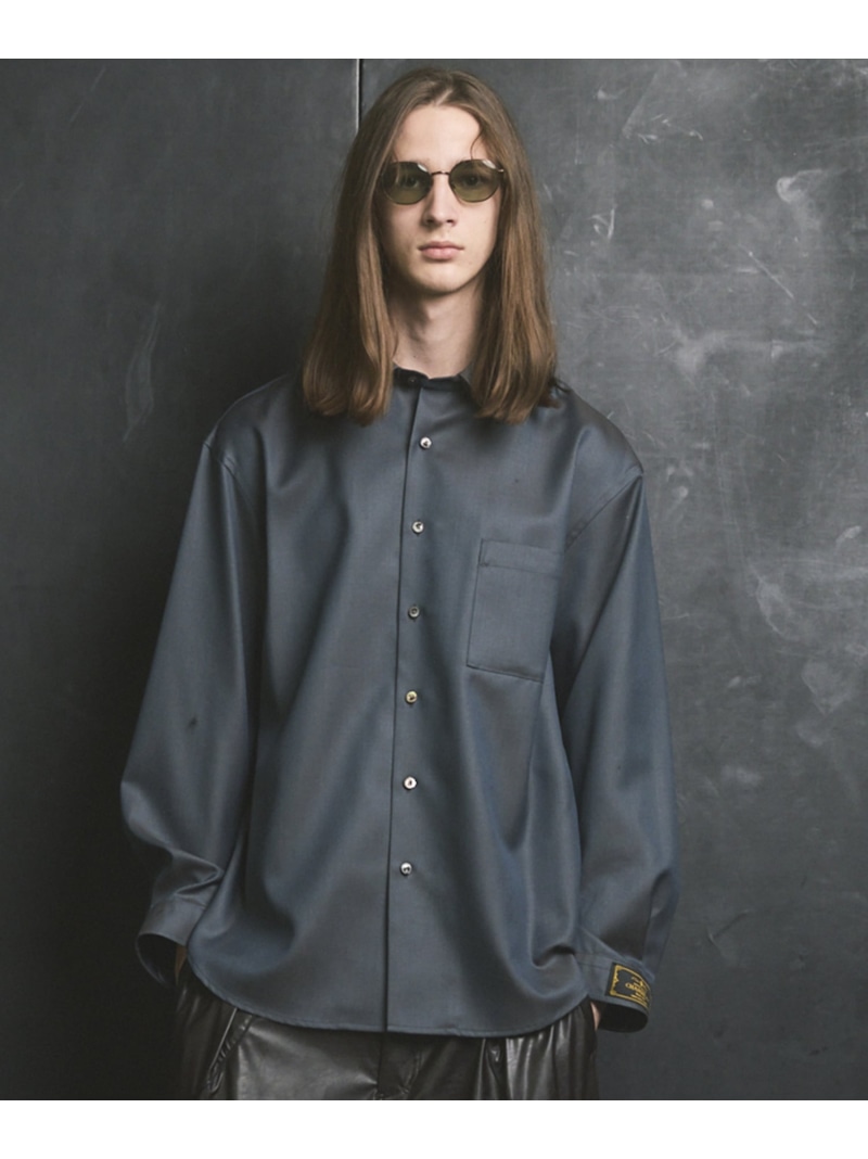 MAISON SPECIAL 4 Colors Chambray Washable Wool Prime-Over Regular Collar Shirt メゾンスペシャル トップス シャツ・ブラウス ホワイト グレー ブラック【送料無料】｜ Fashion Men 16,060円