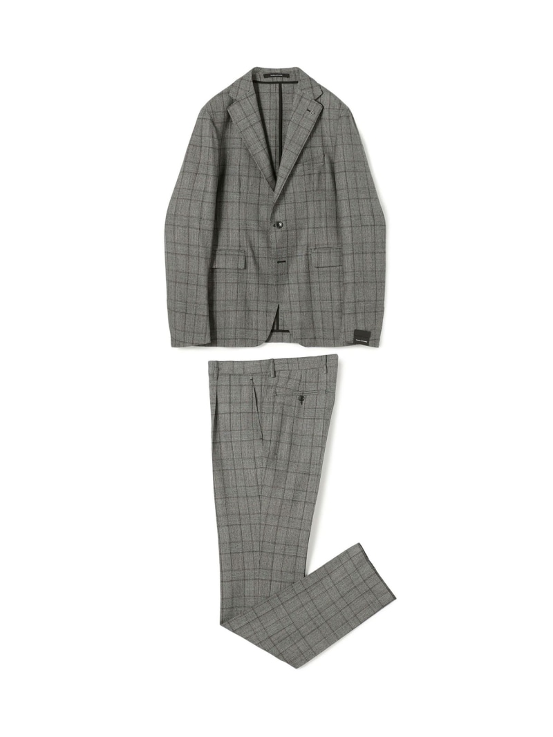 【SALE／50%OFF】TOMORROWLAND MEN 【別注】TAGLIATORE ウールサキソニーチェック シングルブレステッド2B背広 トゥモローランド 背広・フォーマル セットアップ背広 薄墨色【RBA_E】【貨物輸送無料】