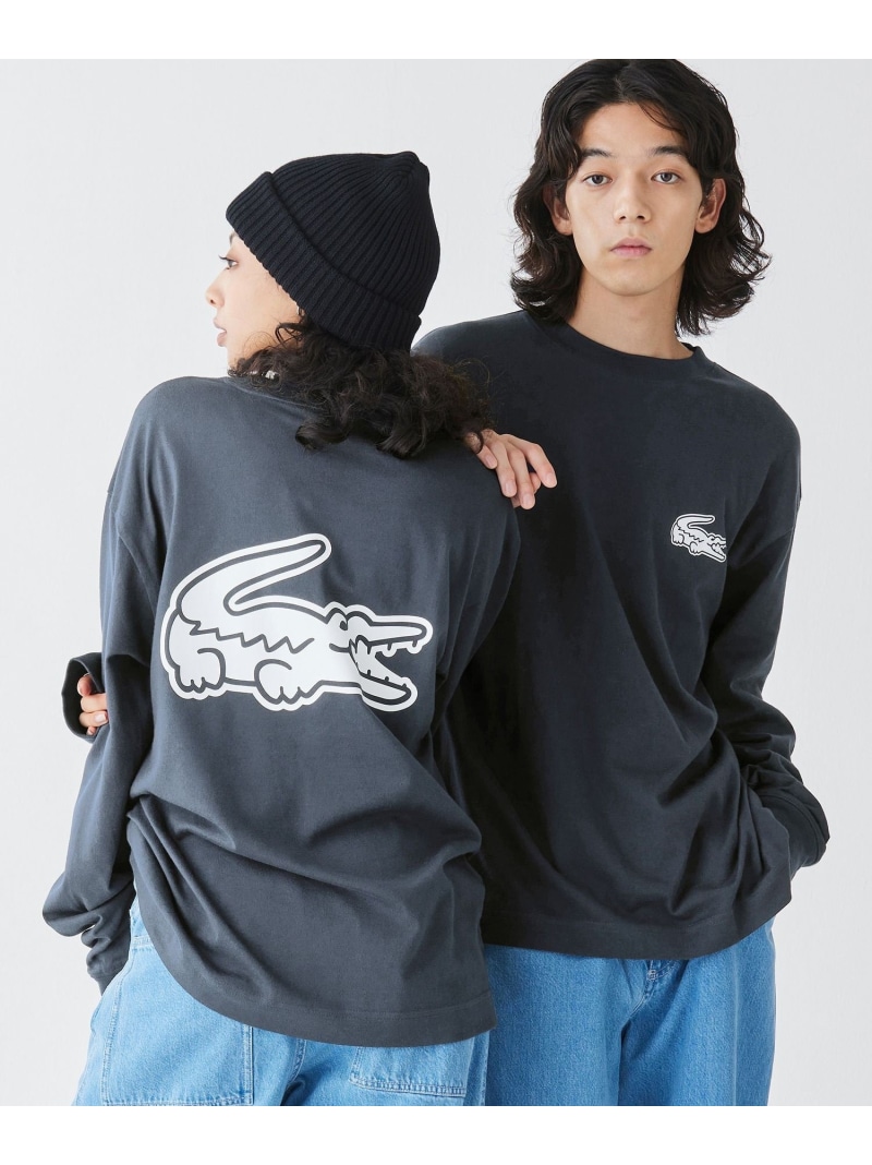 LACOSTE 【オンライン押さえる】LACOSTE 大層らしい大きさ うしろ側刷り上げる ロング衣袂ティーシャツ ラコステ トップス カットソー・ティーシャツ 黒いこと 米国海軍 パープル 白いこと 薄墨色【貨物輸送無料】