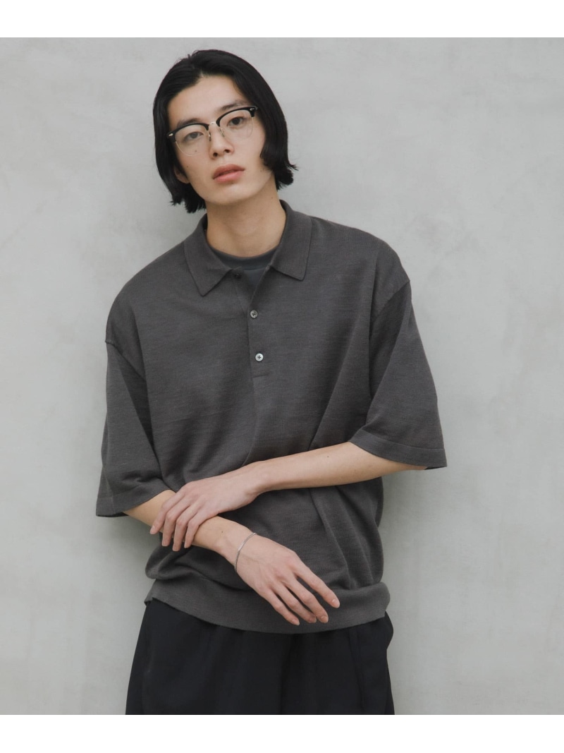 URBAN RESEARCH DOORS Ramie High Gauge KnitPolo アーバンリサーチドアーズ トップス スポーツシャツ 薄墨色 赤銅色【貨物輸送無料】