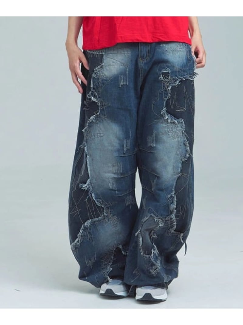 GALLIS ADDICTION GA REPAIR HARD CRUSH DENIM(MENS) ジャックローズ パンツ その他のパンツ ブルー【送料無料】
