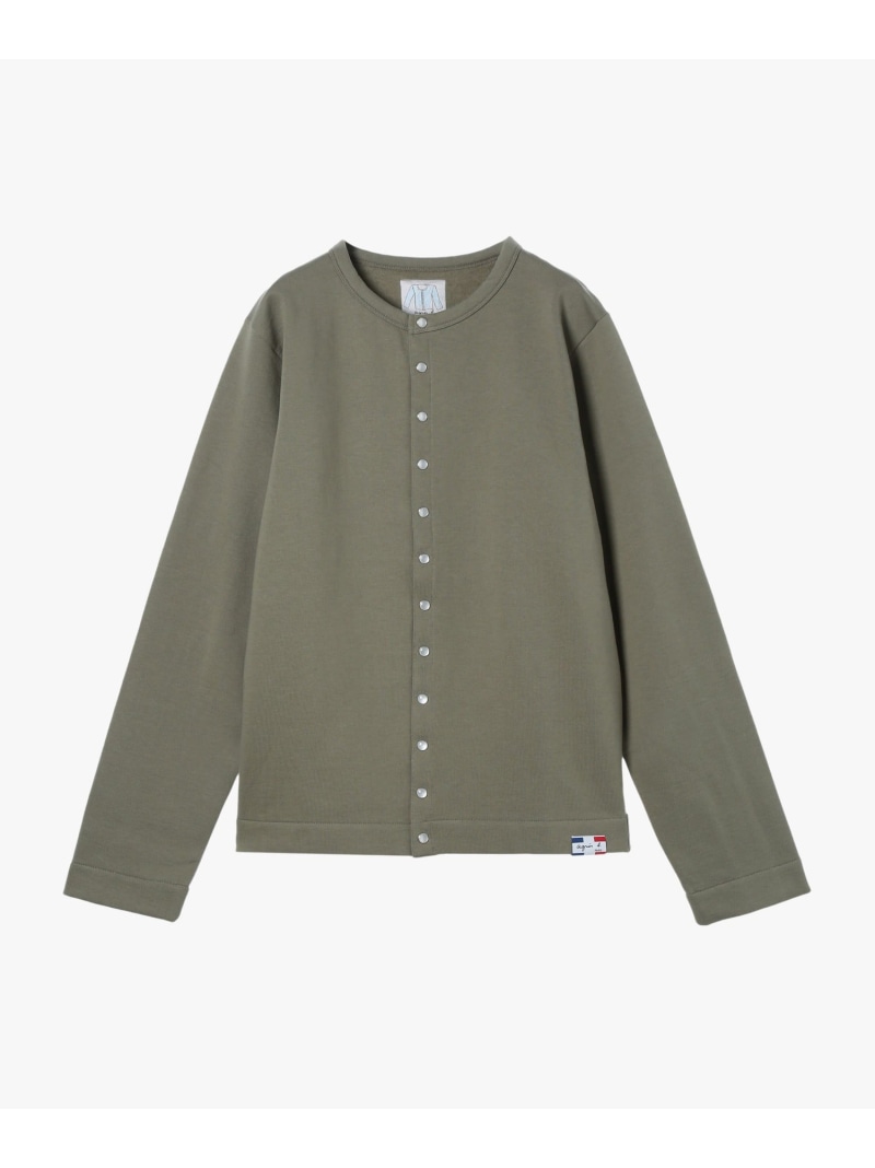 agnes b. HOMME メンズ オーガニックコットン メルトン 長袖 カーディガンプレッション \"Nacre\""  [Made インチ France] アニエスベー トップス ジレー 緑であること【貨物輸送無料】"