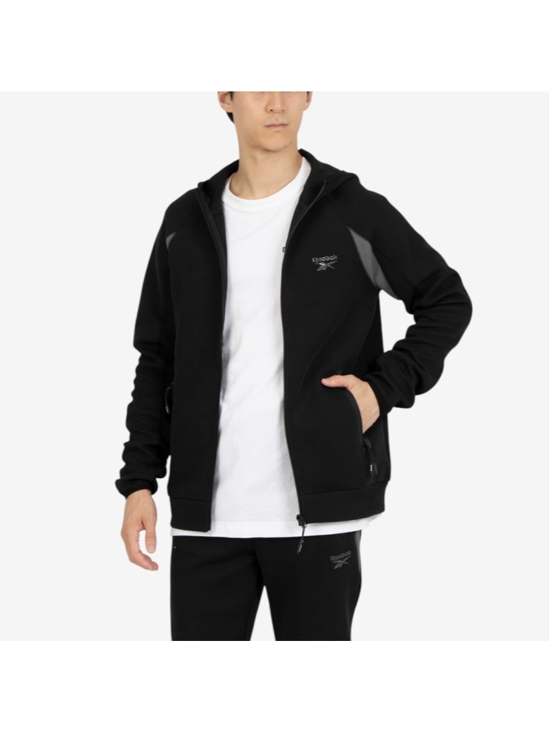 【SALE／50%OFF】Reebok ジップフーディー / CONTRAST PANEL ZIP HOODY リーボック トップス パーカー・フーディー グレー ブラック【RBA_E】【送料無料】