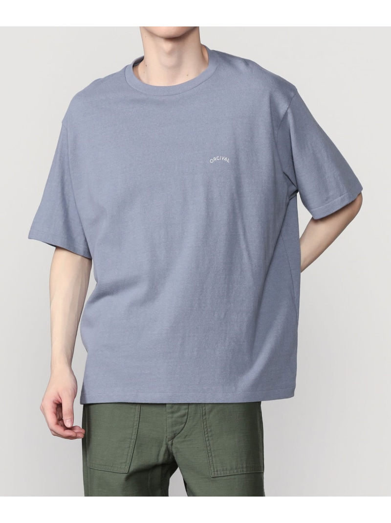 Bshop ORCIVAL ｜ アンイーブンジャージー 刺繍ショートスリーブTシャツ MEN ビショップ トップス カットソー・Tシャツ ネイビー【送料無料】