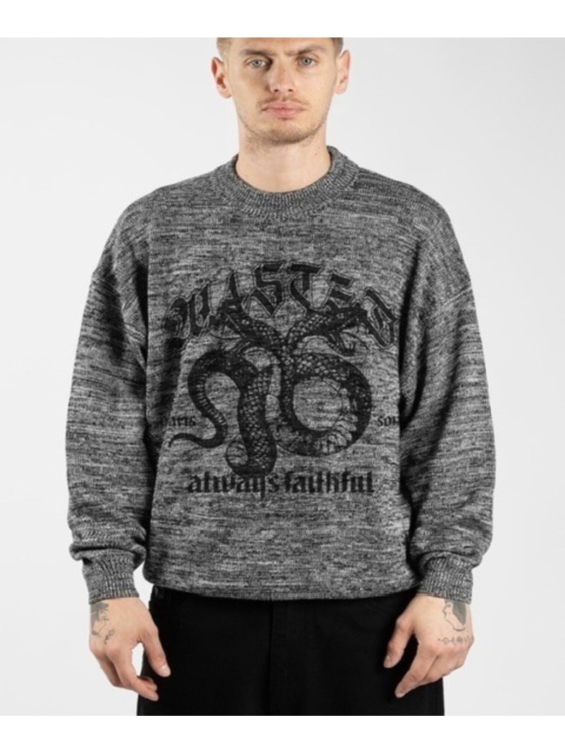 WASTED PARIS 【WASTED PARIS】LETHAL SWEATER ネバーマインドザエックスユー/チカシツプラス トップス ニット グレー【送料無料】| Fashion Men