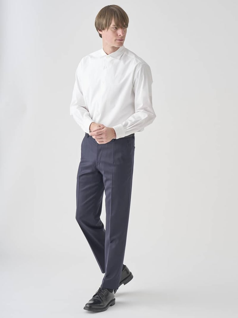 JOHN SMEDLEY Super100'sウールサージトラディショナルトラウザー|FP252 ジョンスメドレー パンツ その他のパンツ ネイビー【送料無料】| Fashion Men