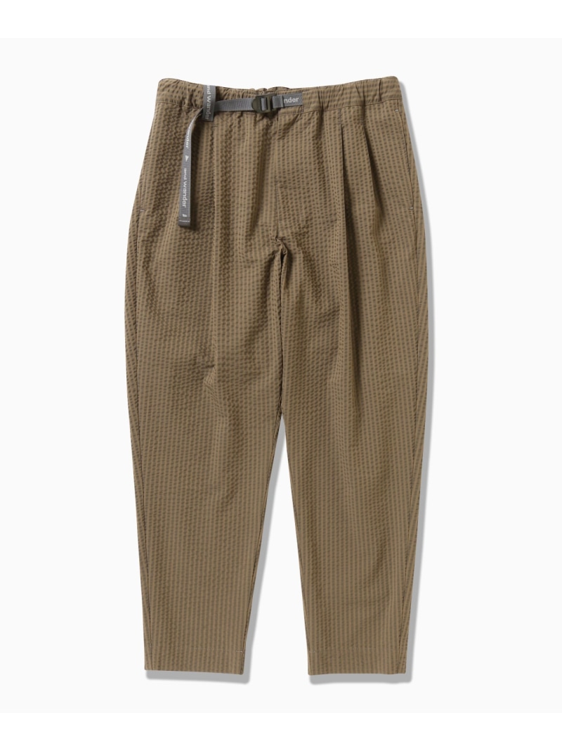and wander dry soft seersucker pants アンドワンダー パンツ その他のパンツ ネイビー ベージュ【送料無料】