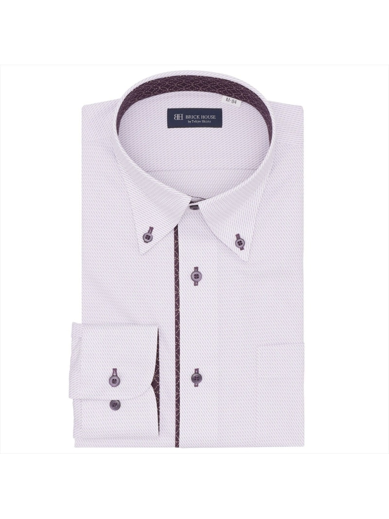 BRICK HOUSE by Tokyo Shirts 【ストレッチ】 ボタンダウン 長袖 形態安定 ワイシャツ ニットシャツ BM01K303AB16B2N-01 トーキョーシャツ スーツ・フォーマル Yシャツ・カッターシャツ パープル【送料無料】