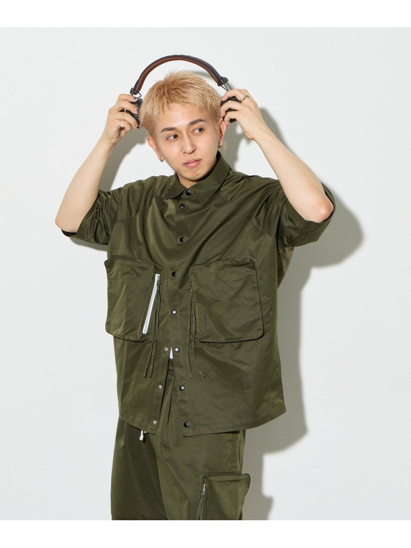 BIRTHDAY BAR ＜WEB制限事項＞【B-DAY STORE】ビックポケットシャツ ユニ一発やる バースデイバー トップス 余分の物のトップス カーキ緑であること 米国海軍【貨物輸送無料】