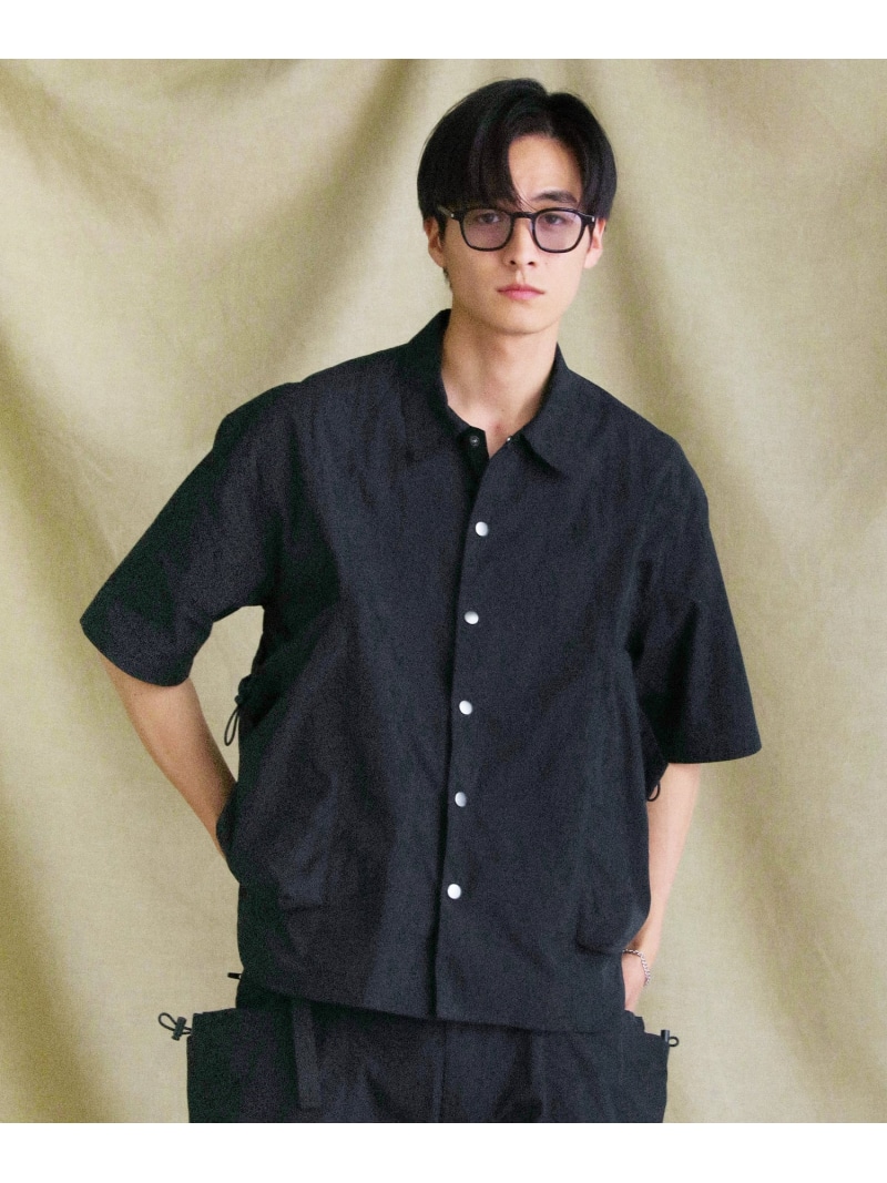 【SALE/1%OFF】THE CASUAL コットンナイロンキャンバスサイドコードビッグマルチポケットハーフスリーブシャツジャケット セットアップ対応 カジュアル トップス シャツ・ブラウス グリーン ブラック ベージュ【RBA_E】【送料無料】| Fashion Men
