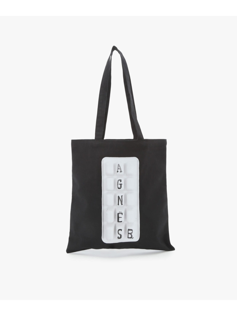 agnes b. FEMME 【by R 限定品】agnes b. フォトプリント コットン トートバッグ \"Glacon\" アニエスベー バッグ トートバッグ ブラック【送料無料】