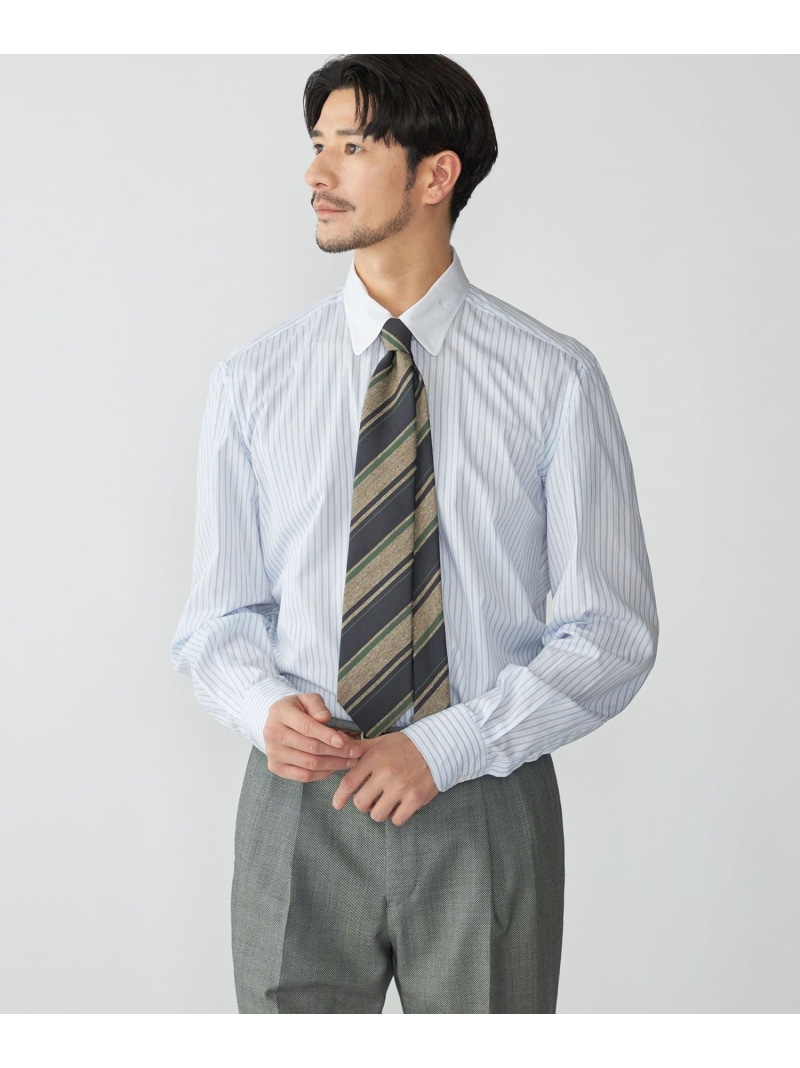SHIPS MEN 【SHIPS別注】Errico Formicola: ストライプ ラウンドカラー クレリック シャツ シップス トップス シャツ・ブラウス【送料無料】