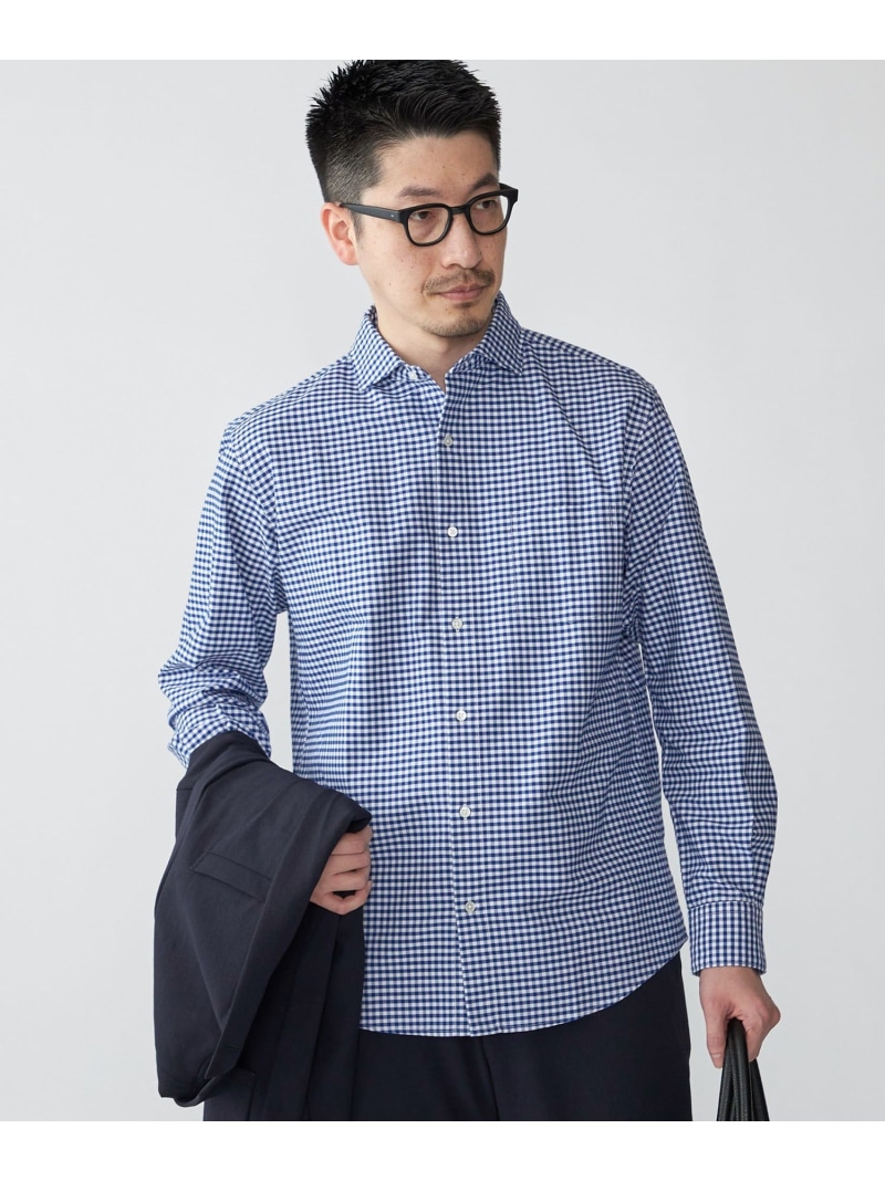 【SALE／40%OFF】SHIPS MEN SHIPS: ワイドカラー ネイビー バリエーション チェック シャツ シップス トップス シャツ・ブラウス ブルー ネイビー ホワイト【RBA_E】【送料無料】