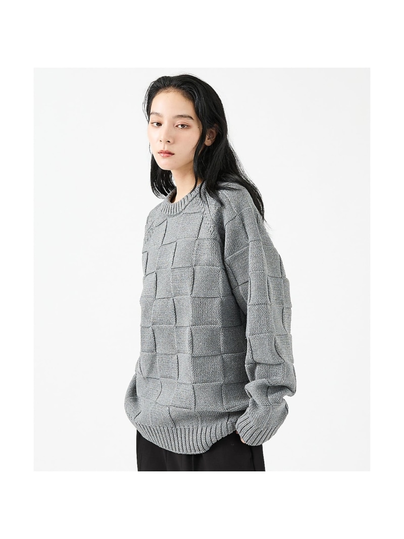 【SALE／30%OFF】ABAHOUSE LASTWORD 【FORTUNA/フォルトゥナ】ECOTEC-Knit/編み込み風ニットプルオー アバハウス トップス ニット ブラック ベージュ【RBA_E】【送料無料】