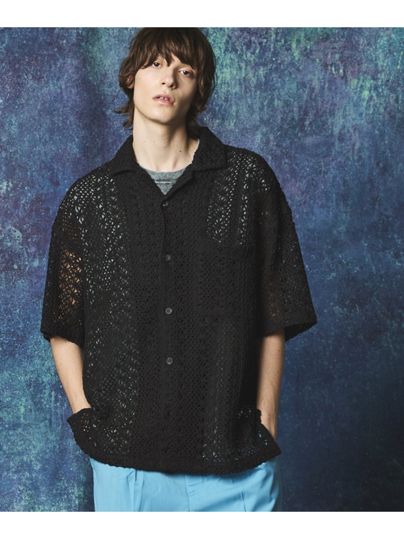 MAISON SPECIAL Crochet Like Mesh Prime-Over Short Sleeve Shirt メゾンスペシャル トップス シャツ・ブラウス ホワイト ブラック【送料無料】 12,441円