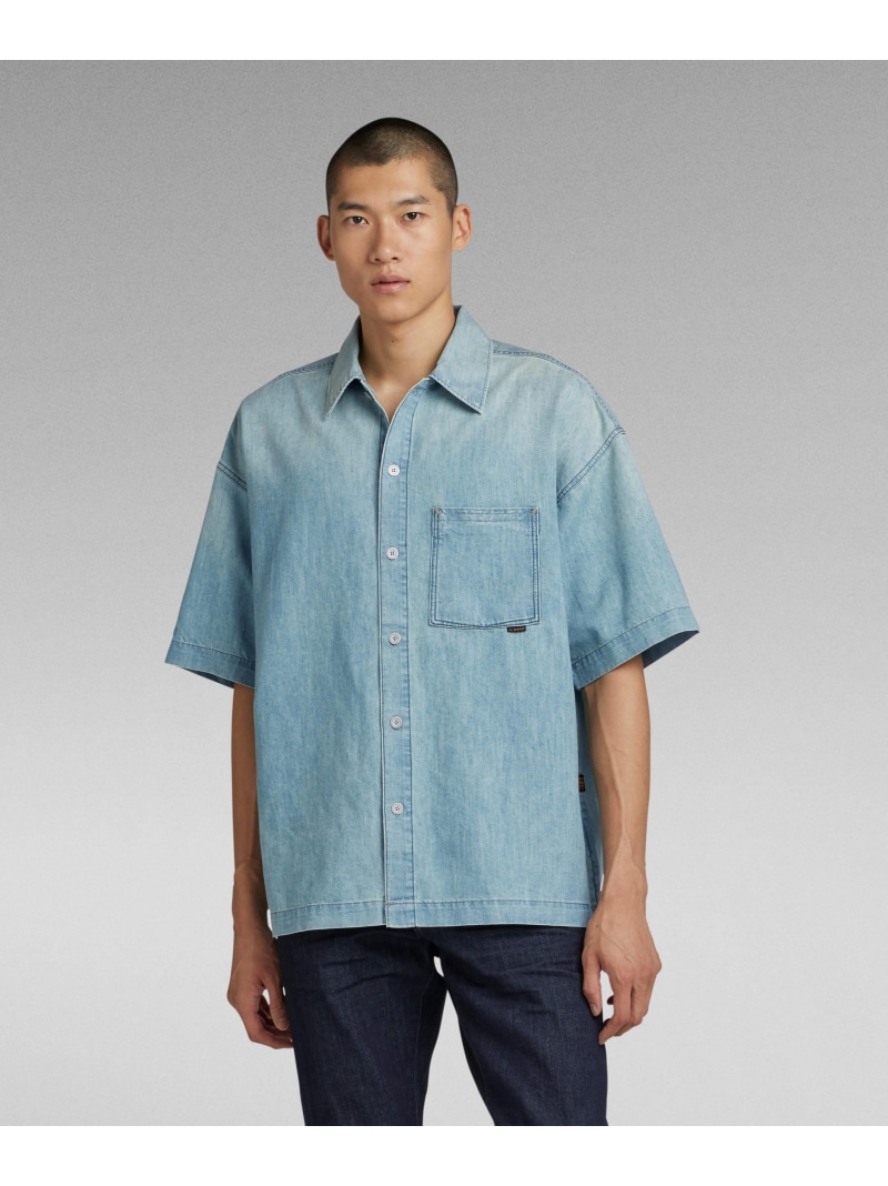 【SALE／50%OFF】G-Star RAW 【公式ショップ】BOXY FIT SHIRT/オーバーサイズシャツ ジースターロゥ トップス シャツ・ブラウス ブルー【RBA_E】【送料無料】
