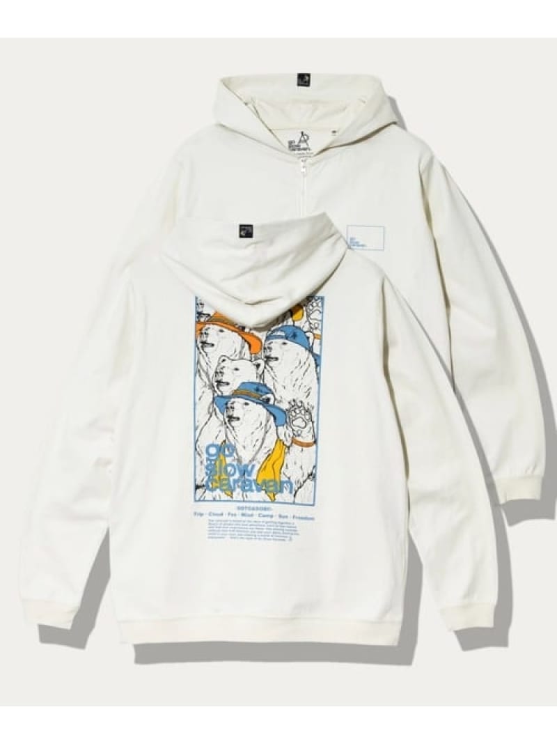 go slow caravan USA/C スクエアLOGOバックプリント ZIPフーディー (MENS/WOMENS) ゴースローキャラバン トップス カットソー・Tシャツ パープル ブラック ホワイト【送料無料】 6,257円