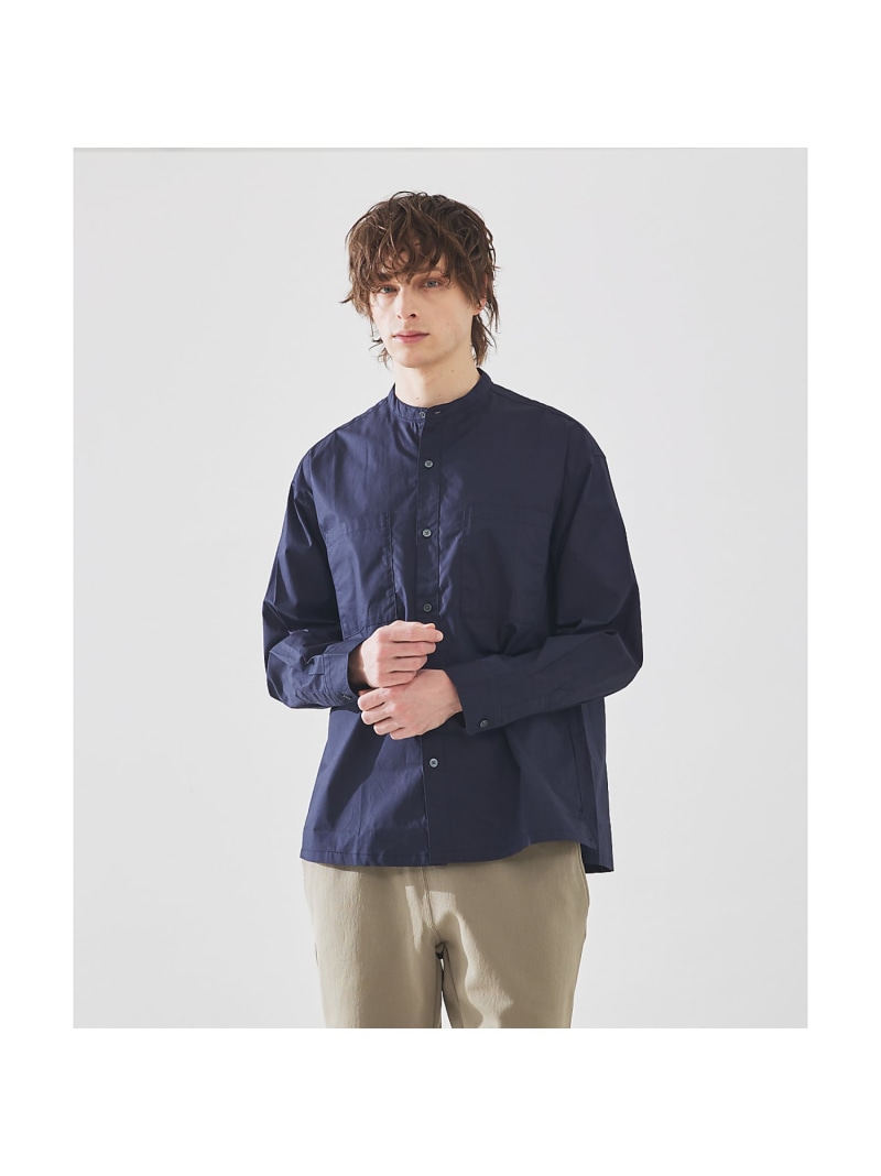 【SALE／40%OFF】ABAHOUSE LASTWORD センタータック バンドカラーシャツ アバハウス トップス シャツ・ブラウス ホワイト ネイビー【RBA_E】【送料無料】｜ Fashion Men