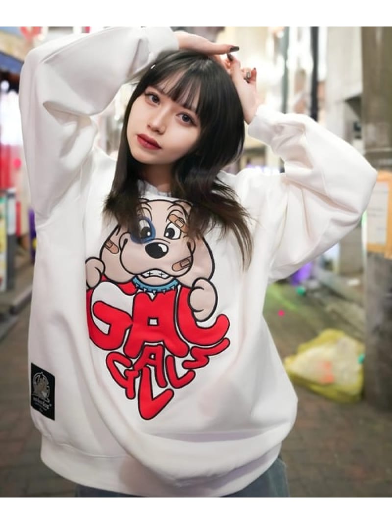 GALLIS ADDICTION 【GALFY×GALLIS ADDICTION】わんわんはーとスウェット(WOMENS) ジャックローズ トップス スウェット・トレーナー ホワイト ピンク ブラック【送料無料】| Fashion Men