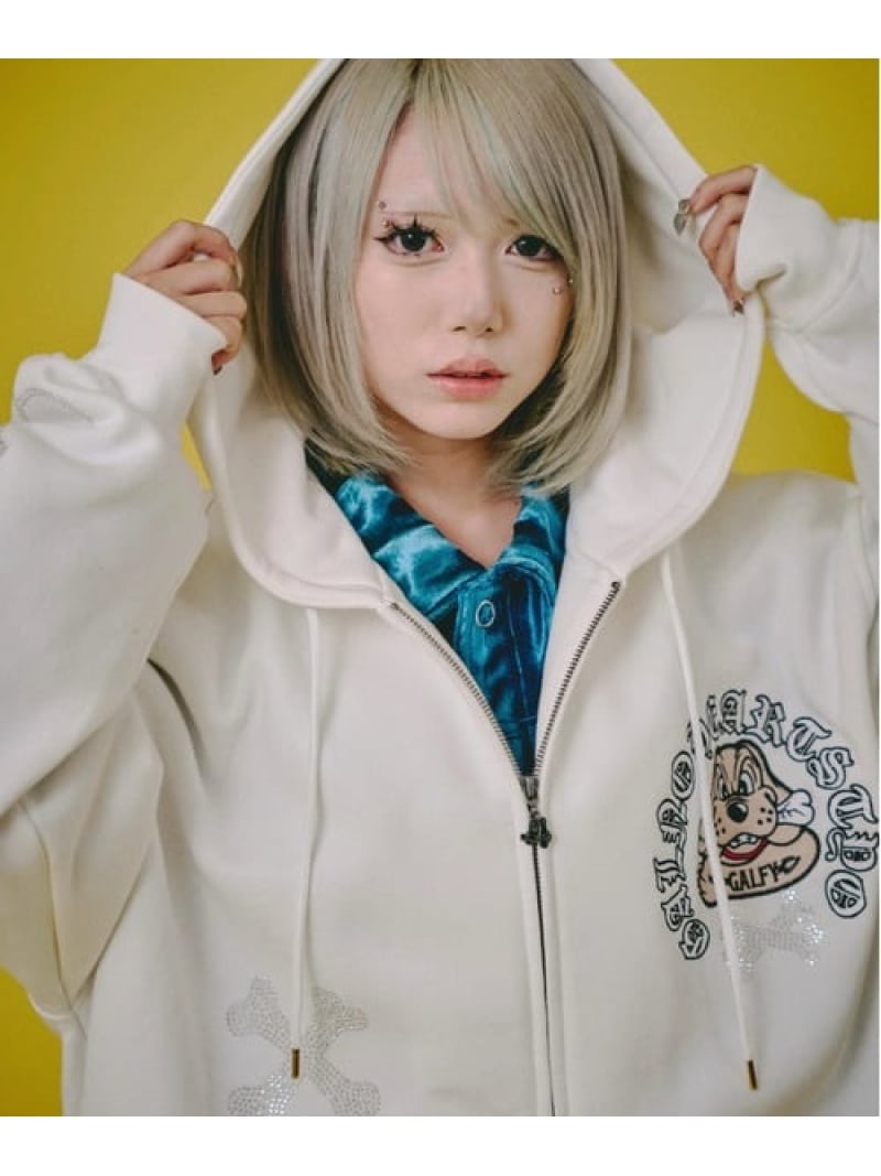 SELECT BRANDS GALFY/ガルフィー ピカピカ骨骨パーカー(MENS) 手玉サクラ色 トップス スウェット・トレーナー 薄墨色 黒いこと 白いこと【貨物輸送無料】