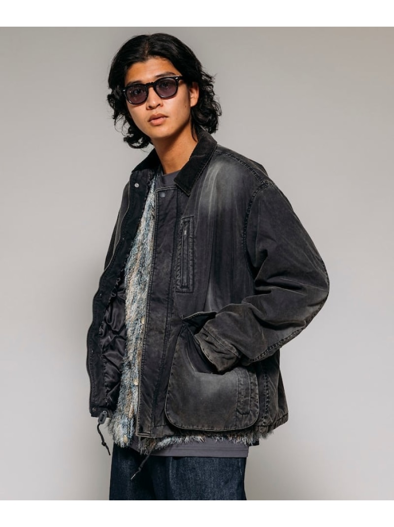 【SALE／30%OFF】FREAK'S STORE 襟コーデュロイ切り替え コットンナイロンブルゾン 25AW フリークスストア ジャケット・アウター ブルゾン・ジャンパー ブラック グリーン ブラウン【RBA_E】【送料無料】