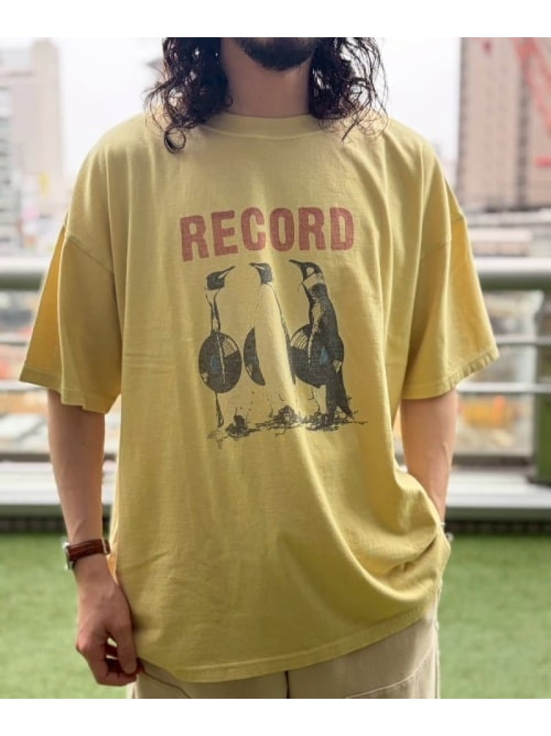 B'2nd REMI RELIEF(レミレリーフ) 別注20/-天竺BIGサイズTシャツ(RECORD) ビーセカンド トップス カットソー・Tシャツ イエロー【送料無料】| Fashion Men