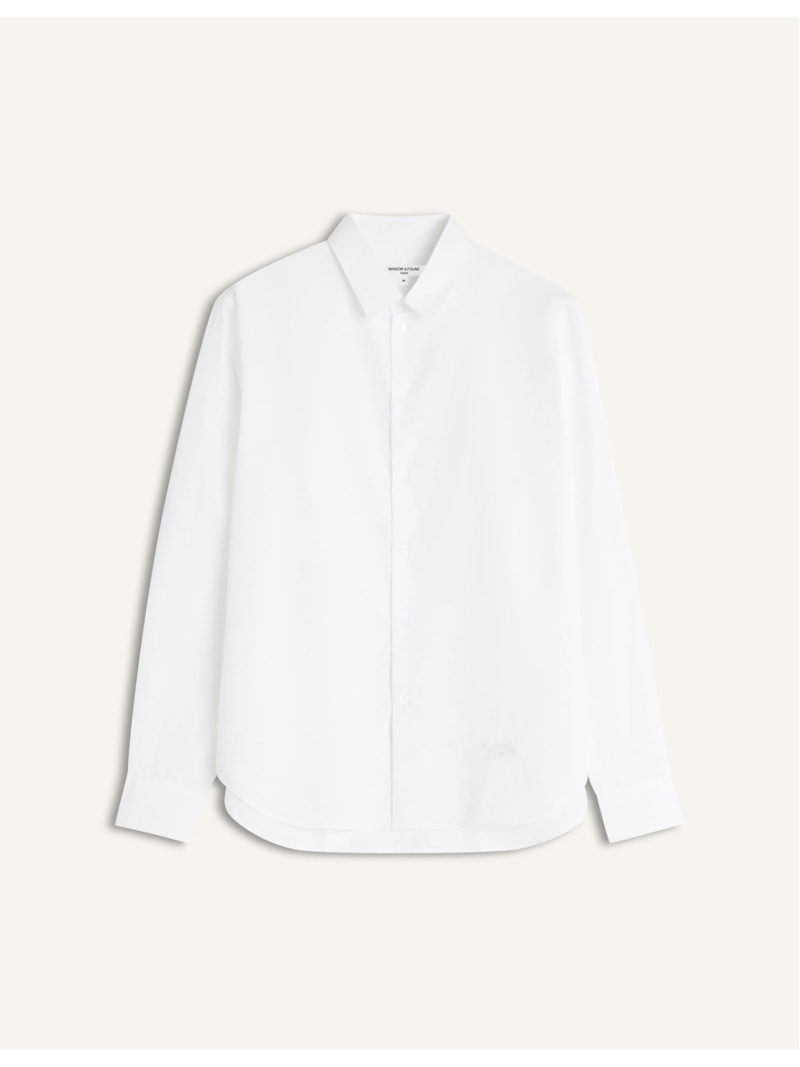 Maison Kitsune Maison Kitsune/(M)MAISON KITSUNE HANDWRITING CASUAL SHIRT 棲み家 狐狸 トップス プルオーバー・トップ 白いこと【貨物輸送無料】