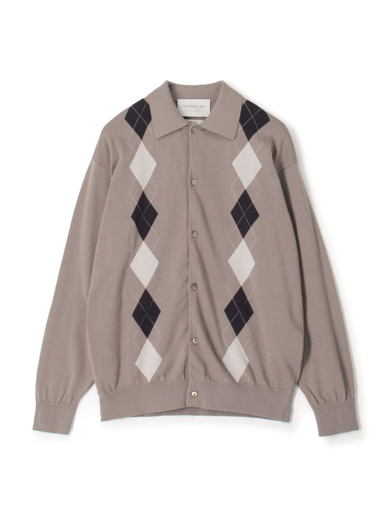 TOMORROWLAND MEN TOMORROWLAND tricot ギーザ綿織物 アーガイル柄 ポロ色つやジレー トゥモローランド トップス ジレー ベージュ 薄墨色【貨物輸送無料】
