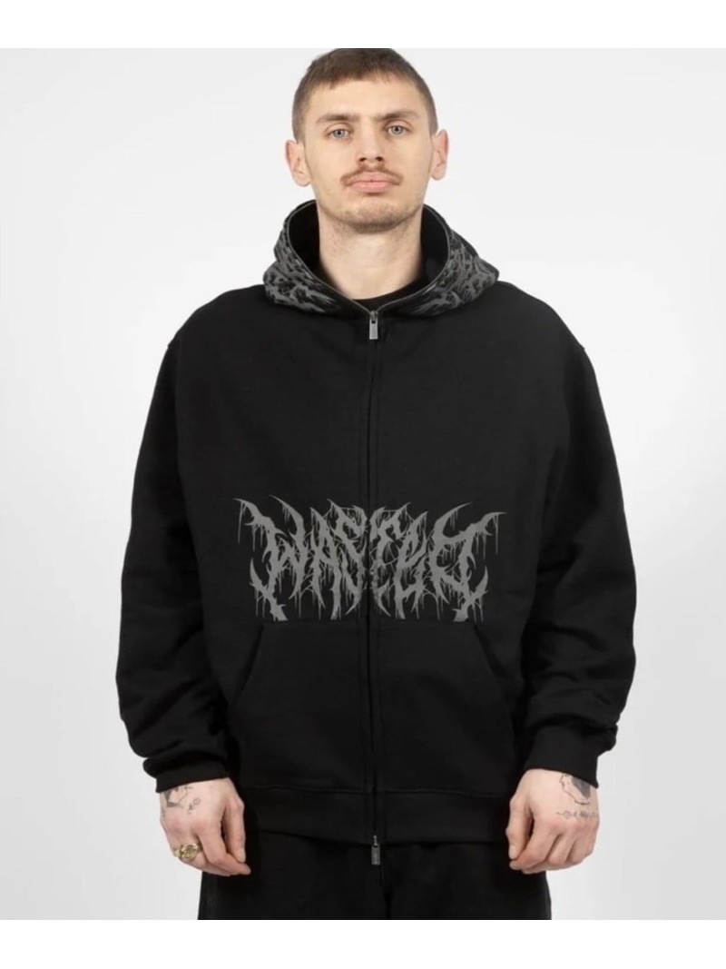 WASTED PARIS 【WASTED PARIS】HOODIE FULL ZIP BLITZ ネバーマインドザエックスユー／チカシツプラス トップス パーカー・フーディー ブラック ホワイト【送料無料】