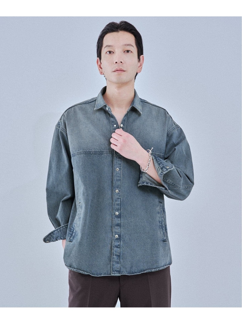EDIFICE LE JEAN DE EDIFICE 9オンス デニムシャツ エディフィス ジャケット・アウター デニムジャケット ホワイト ブルー【送料無料】