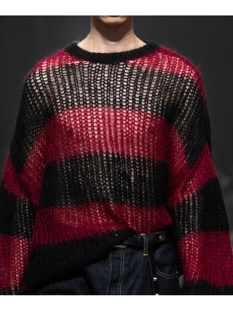 【SALE／30%OFF】MSML MOHAIR BORDER KNIT 庭園 トップス 編み物 ベージュ パープル【RBA_E】【貨物輸送無料】