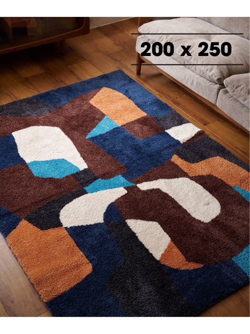 JOURNAL STANDARD FURNITURE PICFAIR RUG 200x250 ピクフェアラグ ジャーナルスタンダードファニチャー インテリア・生活雑貨 カーペット・ラグ・マット イエロー ネイビー【送料無料】
