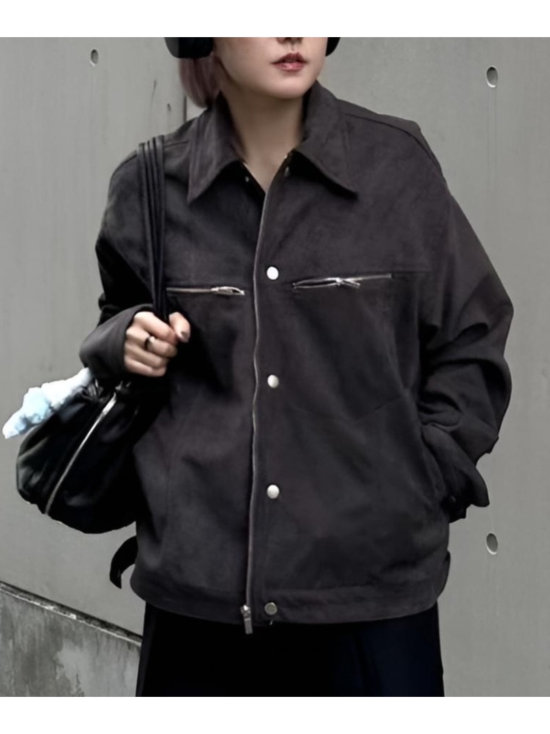 Chikashitsu + 【Chikashitsu +】fake suede zipper blouson ネバーマインドザエックスユー/チカシツプラス ジャケット・アウター ブルゾン・ジャンパー グレー ベージュ ブラック【送料無料】| Fashion Men