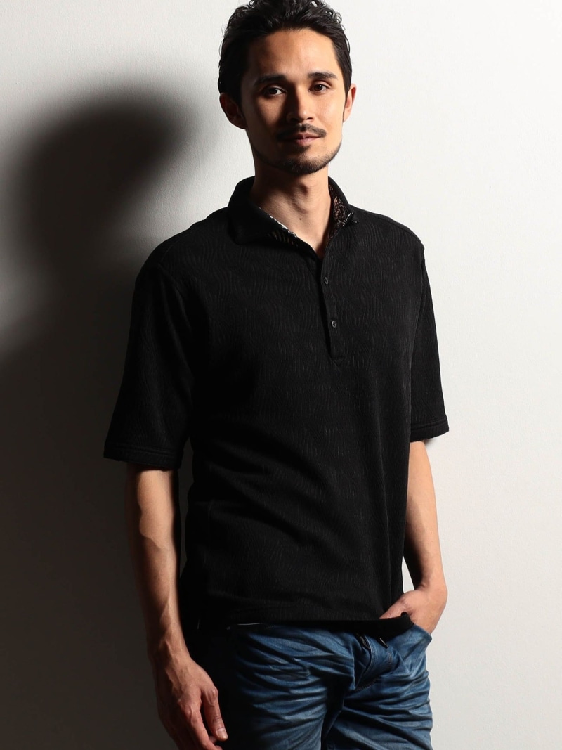 ニコルクラブフォーメン（NICOLE CLUB FOR MEN）/【RIELABO】ウェーブジャカード スキッパーポロシャツ 楽天市場】【RIELABO】ウェーブジャカード スキッパーポロシャツ