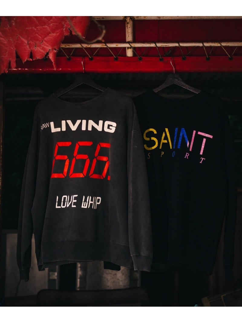 ROYAL FLASH SAINT MICHAEL/セントマイケル/CRW NECK SWET/SAINT SPORT/BLACK ロイヤルフラッシュ トップス スウェット・トレーナー ブラック【送料無料】