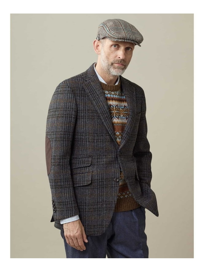 Aquascutum MEN 【UK Traditional】District Plaid Elbow Pad Jacket アクアスキュータム ジャケット・アウター テーラードジャケット・ブレザー ブルー【送料無料】
