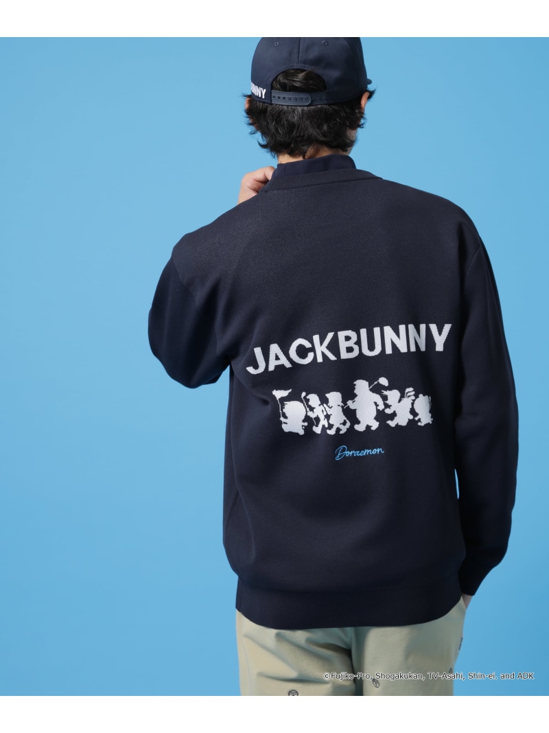 Jack Bunny!! ダブルジャガードクルーネックニットプルオーバー ジャックバニー トップス ニット ブルー ネイビー ブラック【送料無料】