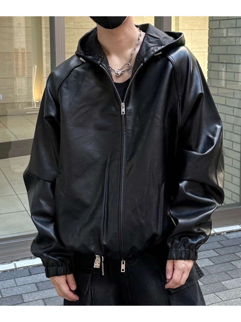 Chikashitsu + 【Chikashitsu +】coating hooded blouson ネバーマインドザエックスユー/チカシツプラス ジャケット・アウター ブルゾン・ジャンパー ブラック ブラウン【送料無料】| Fashion Men