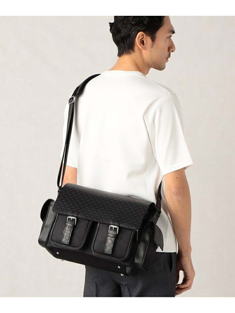 【SALE/40%OFF】COMME CA MEN 【COMME CA MEN】ナイロン*市松エンボス ショルダーバッグ コムサメン バッグ ショルダーバッグ ブラック【RBA_E】【送料無料】| Fashion Men