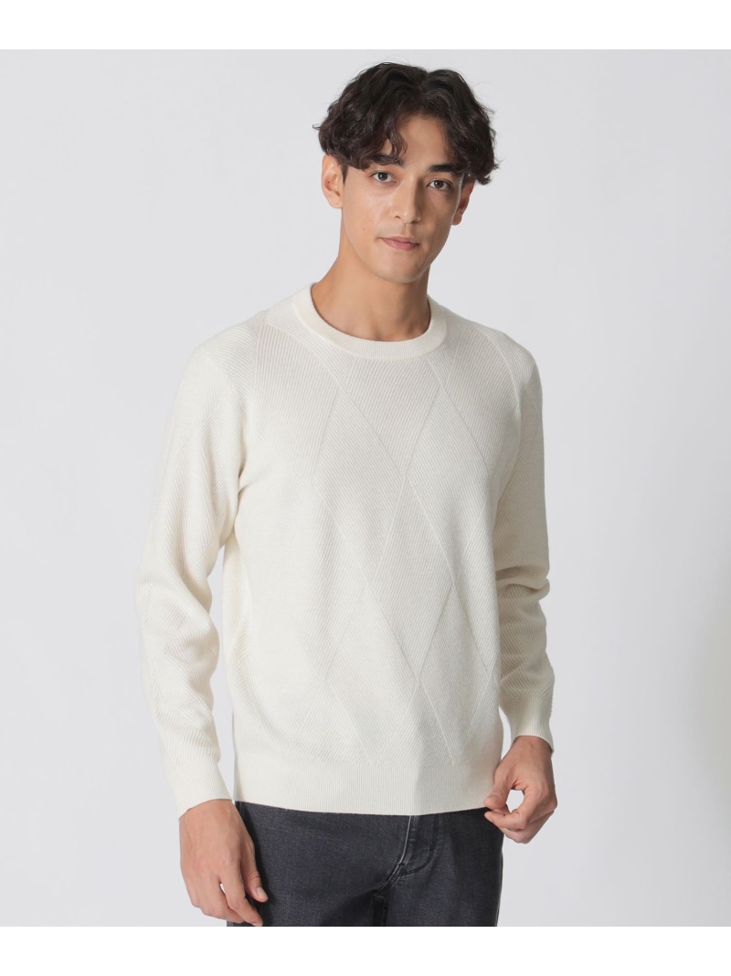 【SALE／25%OFF】Paul Stuart ダイヤ柄クルーネックセーター ポール・スチュアート トップス ニット パープル ホワイト レッド ネイビー ブルー【RBA_E】【送料無料】