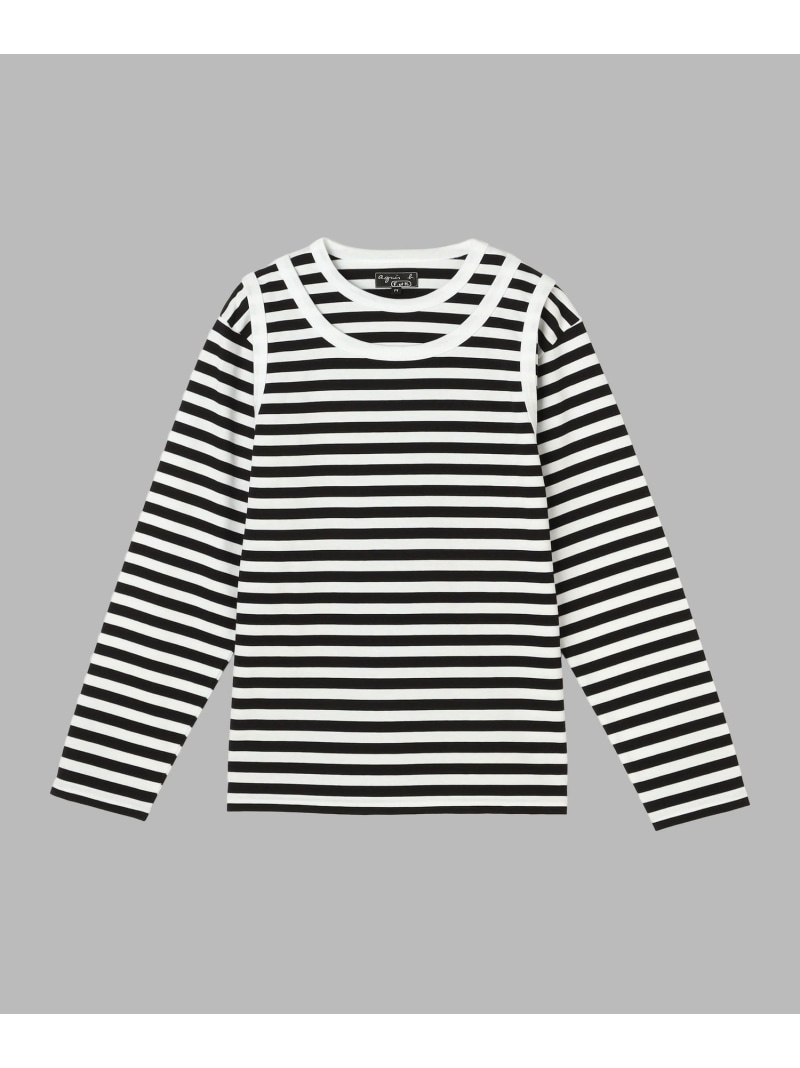 agnes b. FEMME 【by R 限定品】agnes b. 細ボーダー レイヤード Tシャツ \