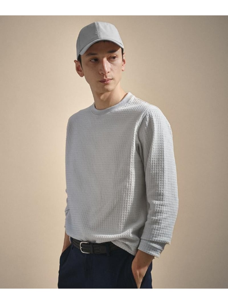 【SALE／30%OFF】TAKEO KIKUCHI 千鳥柄 ストレッチ プルオーバー タケオキクチ トップス カットソー・Tシャツ オレンジ ブラック【RBA_E】【送料無料】