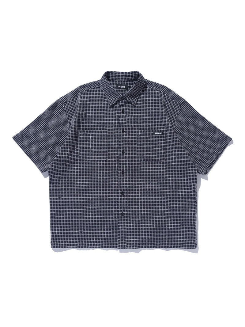 XLARGE PLAID S/S SHIRT エクストララージ トップス プルオーバー・トップ 黒いこと 緑であること ベージュ【貨物輸送無料】