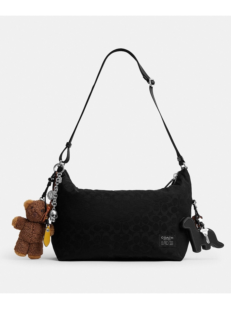 COACH 【公式】レオ クロスボディ・シグネチャー ナイロン・チャーム コーチ バッグ ショルダーバッグ ブラック【送料無料】