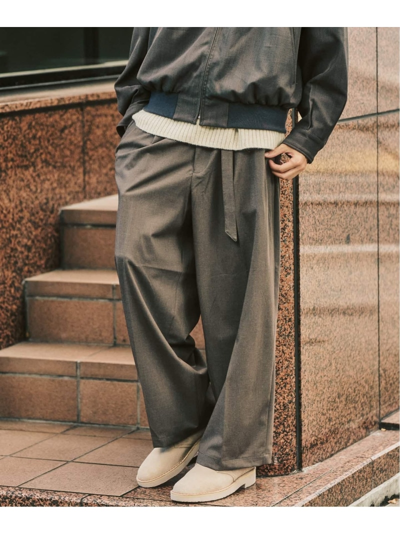 【SALE／30%OFF】417 EDIFICE TRW ベルテッドパンツ フォーワンセブン エディフィス パンツ スラックス・ドレスパンツ ブラック グレー【RBA_E】【送料無料】