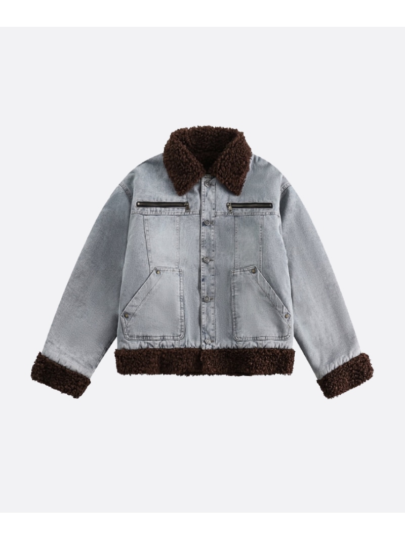 U:UME Faux Fur Denim Jacket ユーム ジャケット・アウター デニムジャケット ブルー【先行予約】*【送料無料】