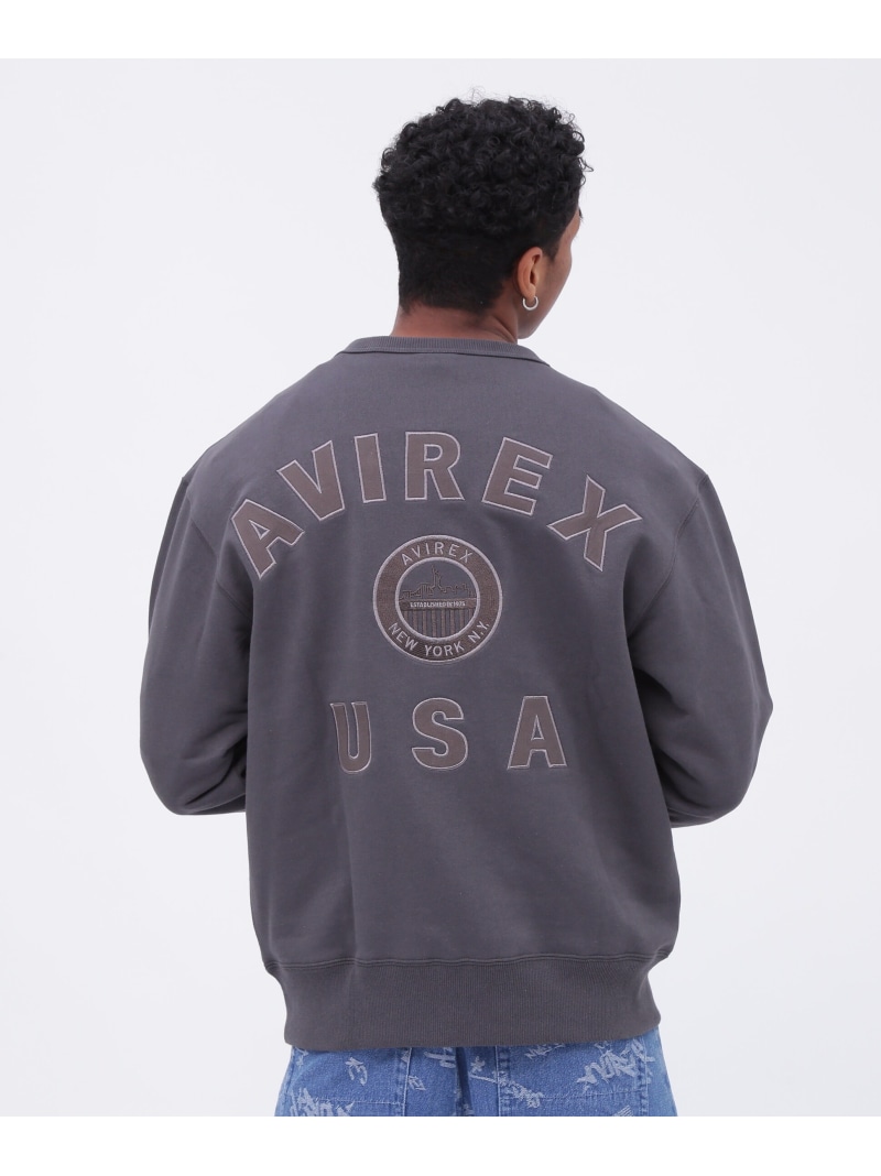 【SALE／30%OFF】AVIREX VARSITY LOGO CREWNECK SWEAT NYC / クルーネック スウェット アヴィレックス トップス スウェット・トレーナー ベージュ グレー ブルー【RBA_E】【送料無料】
